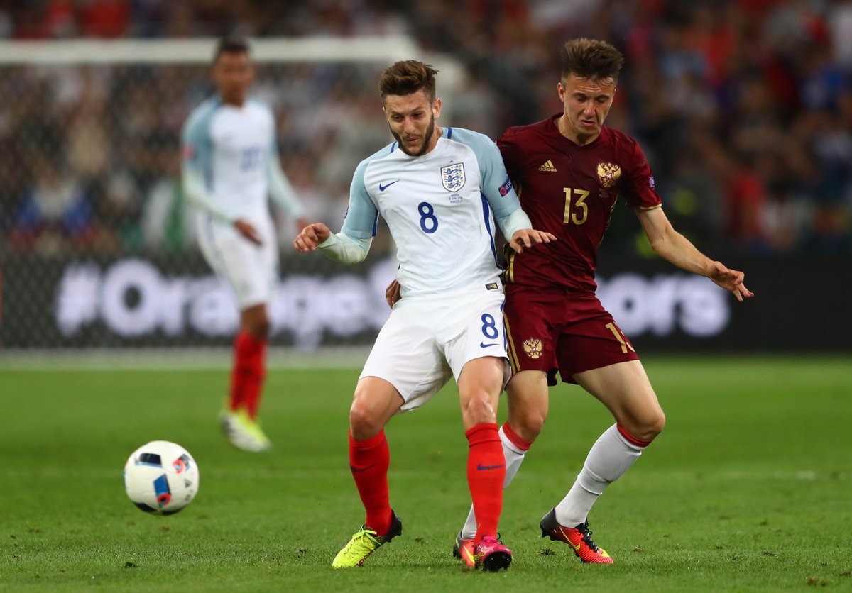 LFC's tweet photo. 📸 Adam Lallana has been in the thick of the action for #ENG against #RUS tonight... #EURO2016 https://t.co/JPE91JpZ5Y