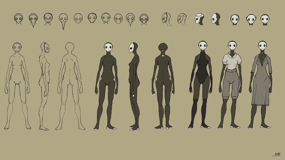 FatSunSoftware's tweet image. Character designs for our creepy mystery game.