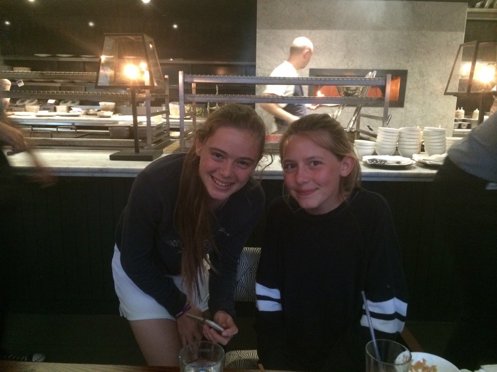 @FrenchWHS Hi to everyone from izzy and Kitty. Eating Sushi  at the Farmhouse. fluffy towels, tennis and rowing.