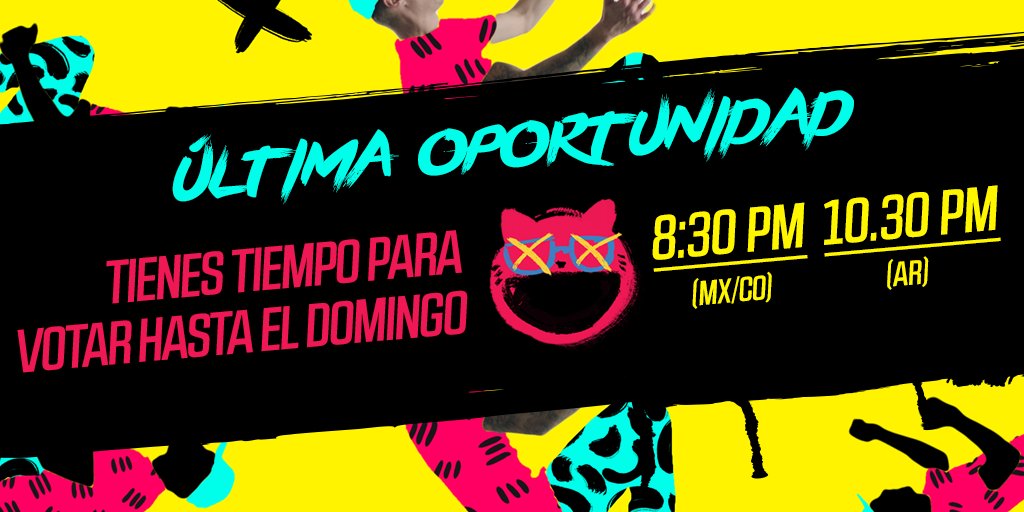 MTVLA's tweet image. ¡Su última oportunidad para votar en los premios #MTVMIAW es hasta mañana a las 8:30pm MX/CO 10:30pm AR! 🚨