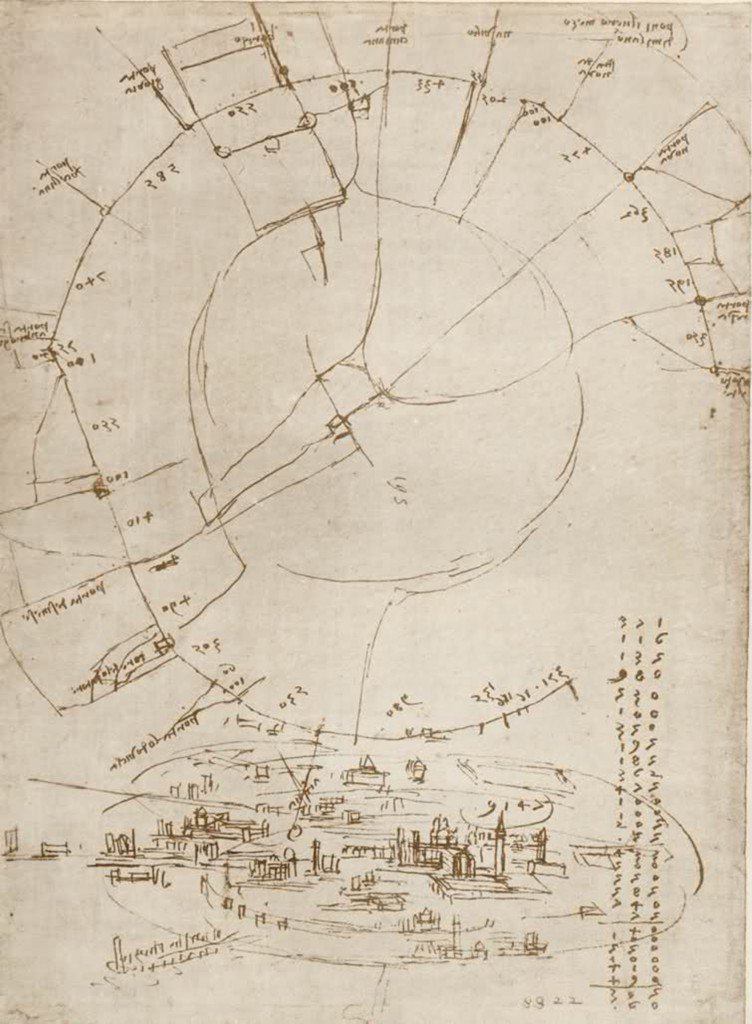 GiovanniFanfoni's tweet photo. La pianta di Milano nel 1497: la città reale e immaginata da #LeonardoDaVinci ora su @RaiTre https://t.co/3cEbh9kRqo https://t.co/kvIEFAI4dU