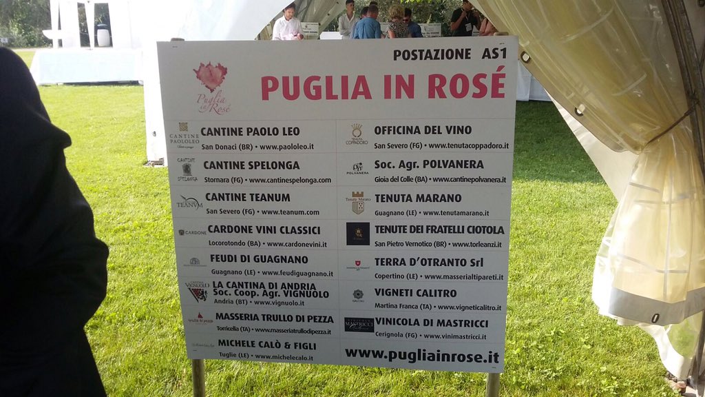 <a href="/ItaliainRosa/">Italia in Rosa</a> <a href="/PugliainRose/">Puglia in Rosé</a> <a href="/cantineteanum/">Cantine Teanum</a> <a href="/WineNewsIt/">WineNews</a> @monicaradonna <a href="/FedeeTinto/">Fede&Tinto</a> <a href="/Massolon/">Paolo Massobrio</a> 36etichette rose Puglia