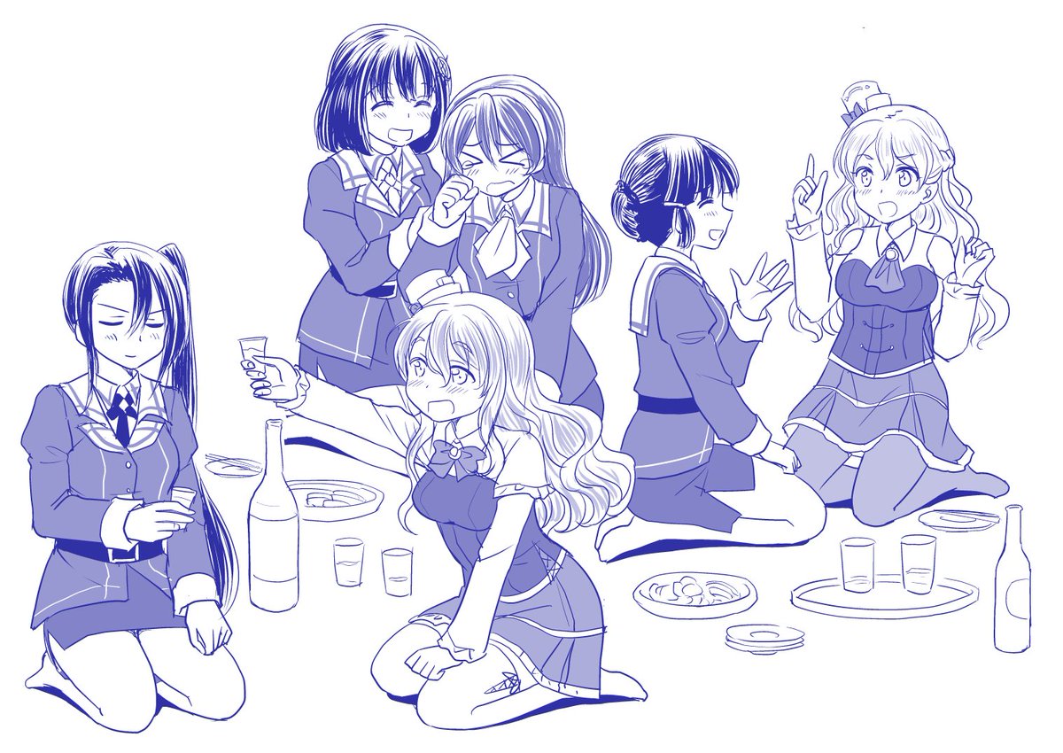 しまざき 活弁王子の花嫁さん ニーナはパパを暗殺したい なんとなく描いてみたかった妙高型とzara級の飲み会 羽黒ちゃんは笑い上戸で足柄さんは泣き上戸な気がします 個人的に Zaraちゃんはおしゃべりになるタイプ あとは普段とあまり変わらず