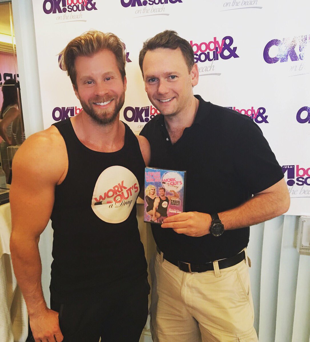 russellstuart's tweet photo. #WorkoutsADrag with #CraigRamsay at the #OKMagazine #BodyAndSoul event in #SantaMonica #Bravo #Newlyweds https://t.co/jsJ37DypWq