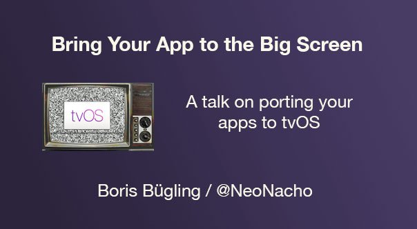 SwiftSummit's tweet photo. Just released: @NeoNacho's tvOS talk from Swift Summit SF '15👏  https://t.co/OcILH5j7E8 https://t.co/AO2FIkDGfS
