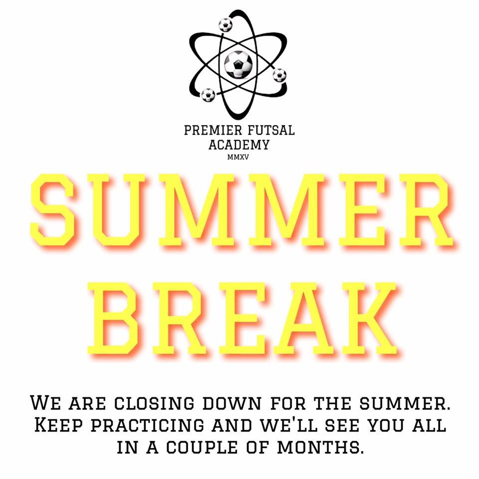 PremFutsal's tweet photo. Just a reminder folks that Premier Futsal is on a Summer break - if you did not receive a text please let us know 👍🏼 https://t.co/uENNgjTGqX