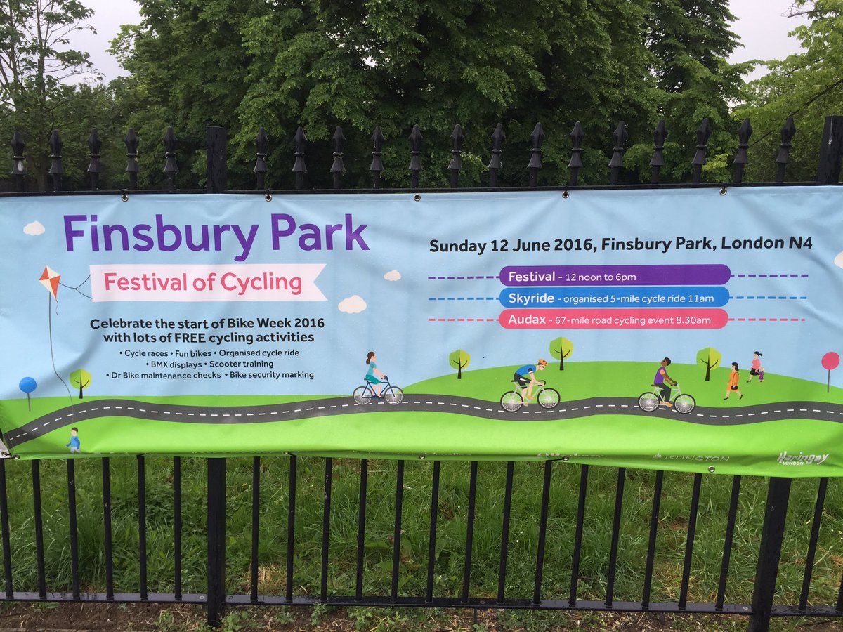 bigtopmania's tweet photo. Get Cycling today ! Just arrived at #FinsburyPark for the #cycling #festival 12-6pm . Come have a go. #cyclecircus https://t.co/cK3wEI2MmE