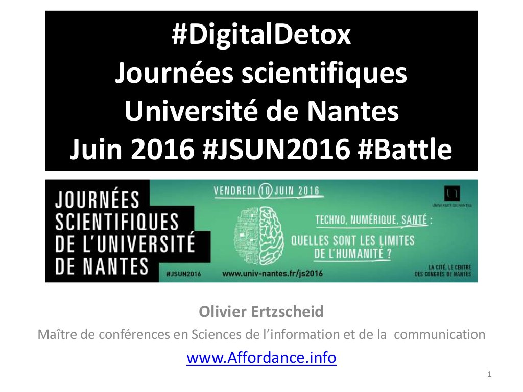FranckyPedia's tweet photo. #DigitalDetox ou #MarketingIntox > https://t.co/EUFPs98F3t par @affordanceinfo #jsun2016 #Battle @UnivNantes https://t.co/Ew57VpAVNa