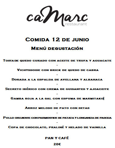 RestCaMarc's tweet image. Menú degustació diumenge 12 de juny