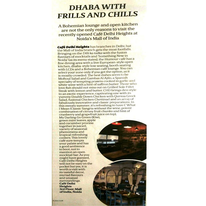 CDHspeaks's tweet photo. #CafeDelhiHeights @MallOfIndia outlet review by @Tehelka Magazine. Have you been to our new outlet? #LoveCDH #review https://t.co/130Nn9HIlr