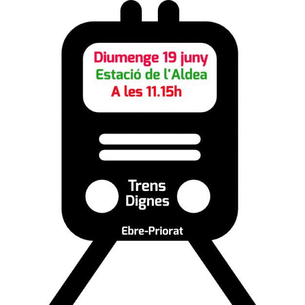 TrensDignesEbre's tweet photo. Mobilització pels trens dignes
Diumenge 19 de juny
Estació de l'Aldea a les 11.15h
Lluitar servix! https://t.co/6pV2AxVlDj