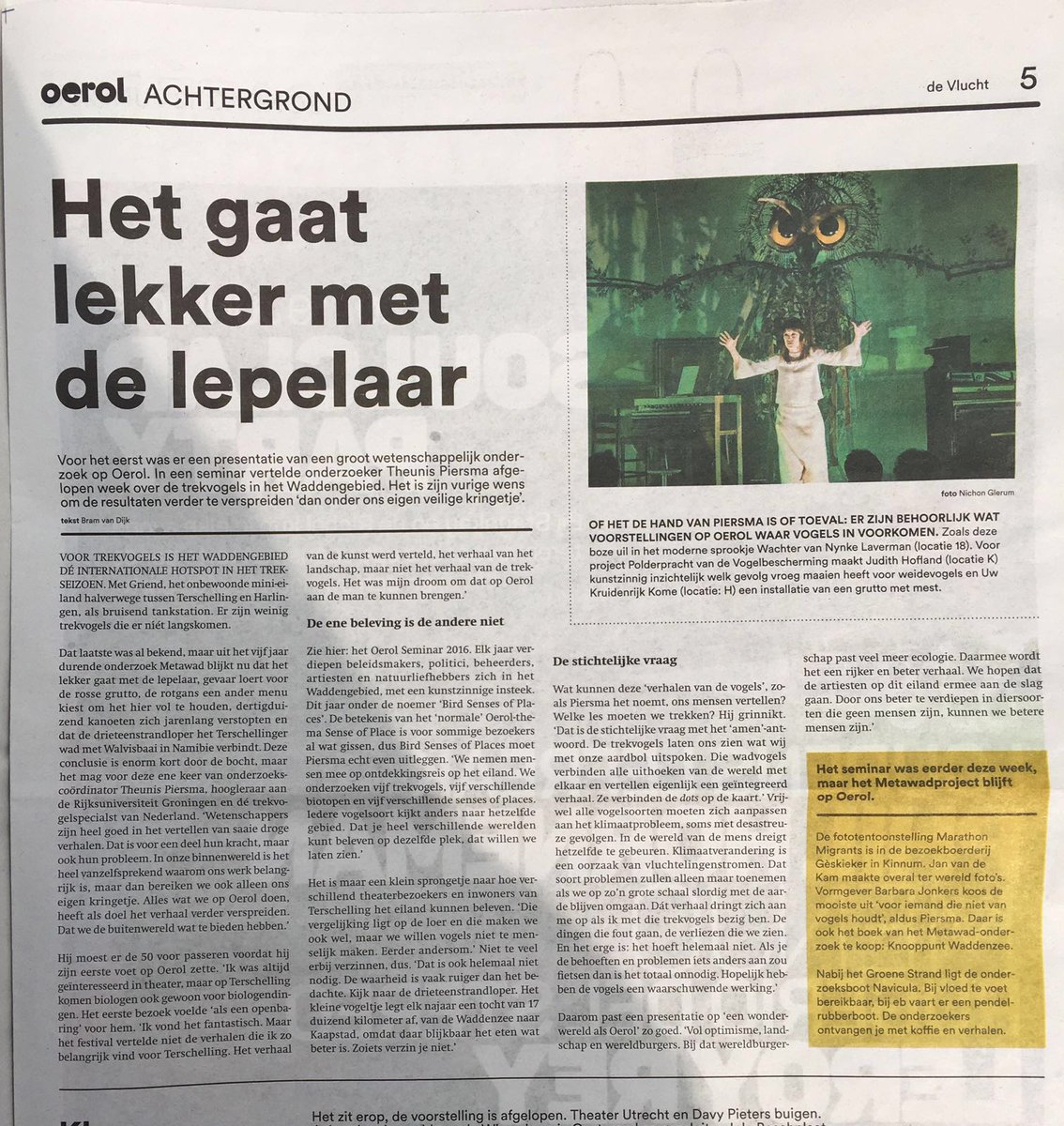 "Het gaat lekker met de Lepelaar" <a href="/OerolFestival/">OerolFestival</a> #wadonderzoek