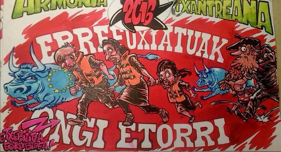 #SanFermin2016
#ErrefuxiatuakOngiEtorri 
<a href="/SOSracismoNafar/">SOS Racismo Nafarroa</a> <a href="/IAntifaxista/">Iruñea Antifaxista</a> 
<a href="/AcogidaIrunea/">Iruñea Ciudad de Acogida</a> <a href="/berpizten/">Iker Berpiztuta</a>
@GoraIrunea