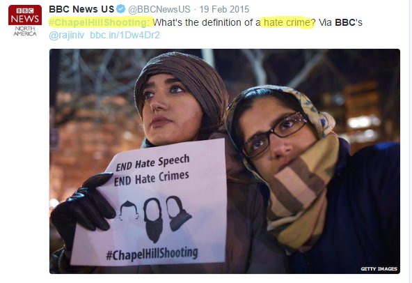 By The Way, BBC and other Western media didn't consider #ChapelHillShooting as a terror attack.

#Hypocrisy