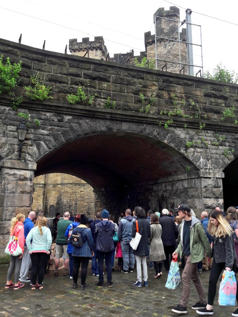 NewcastleCastle's tweet photo. The rain won't stop our medieval swordplay demonstrations, thanks to our handy railway viaduct! #MedievalMischief https://t.co/mGzTjWZYVj