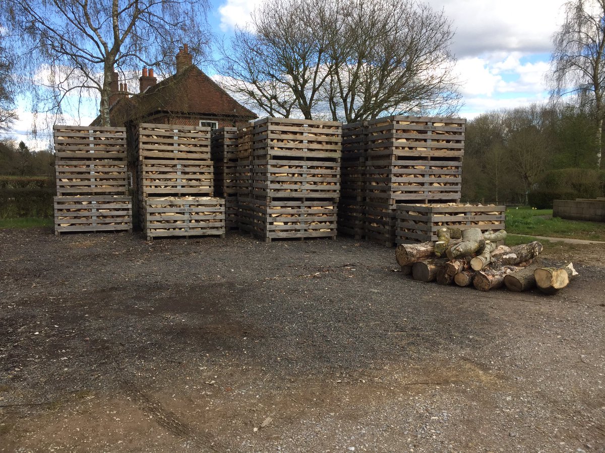 Some of last year's firewood seasoning in the sun ready to sell in the autumn