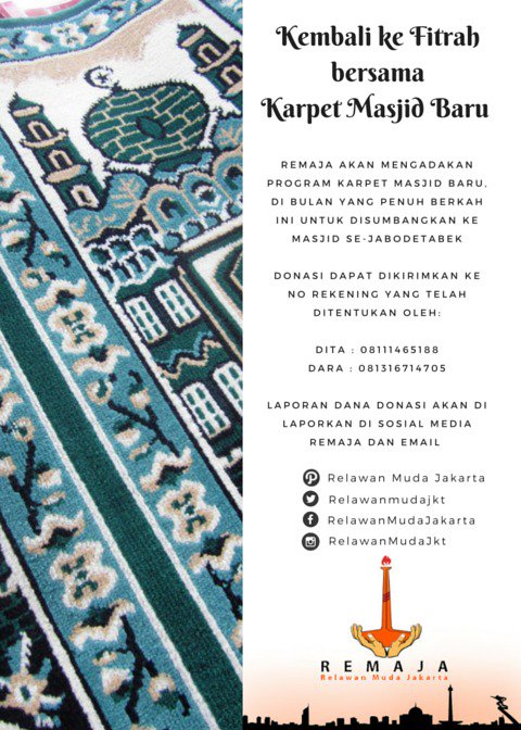 Semoga kontribusi kecil kt mampu meningkatkan kualitas kenyamanan ibadah saudara2 kt
Kami tunggu partisipasi tmn2 😊