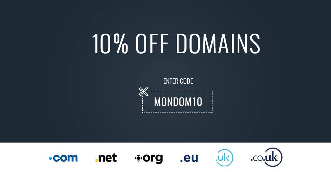 HostShark's tweet image. 10% off on Domains, use the promo code MONDOM10 on checkout. bit.ly/1RGXe9U #domains #deal #promo #coupon