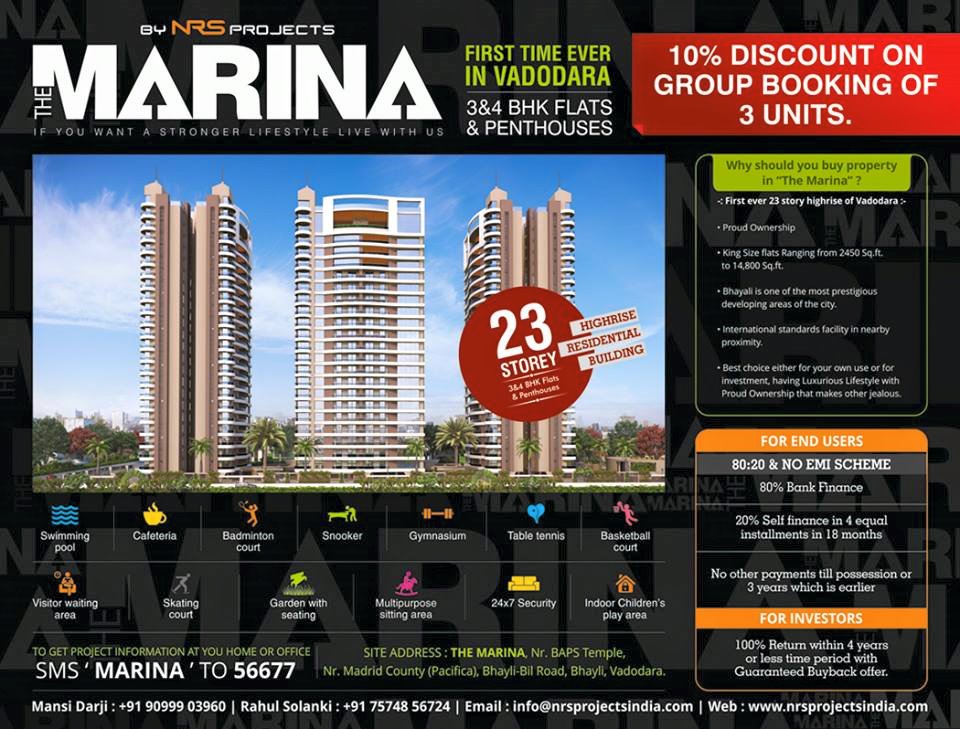 nrs_projects's tweet image. FIRST TIME EVER IN #VADODARA
#NRSProjects - The #MARINA -3&amp;amp; 4BHK #FLATS AND #PENTHOUSES nrsprojectsindia.com/Bhayli.html