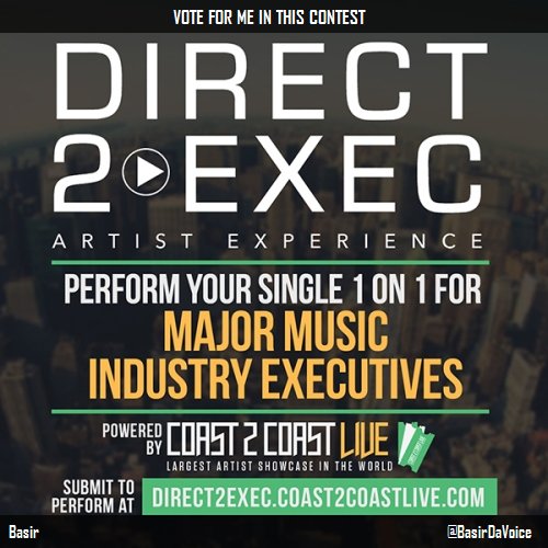 BasirEvans's tweet image. Just voted for @BasirDaVoice  to perform at #Direct 2 Exec Artist Experience Philly Edition 7/9/16 - Atlantic Reco