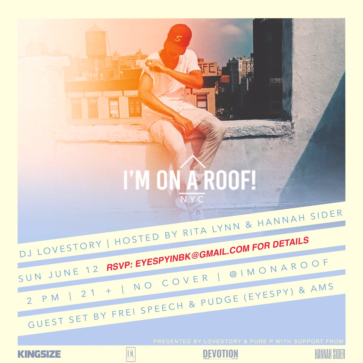 Today 2pm #imonaroof #eyespysoundsystem on set RSVP for details