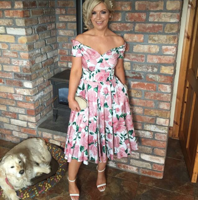 bardot wedding guest dress