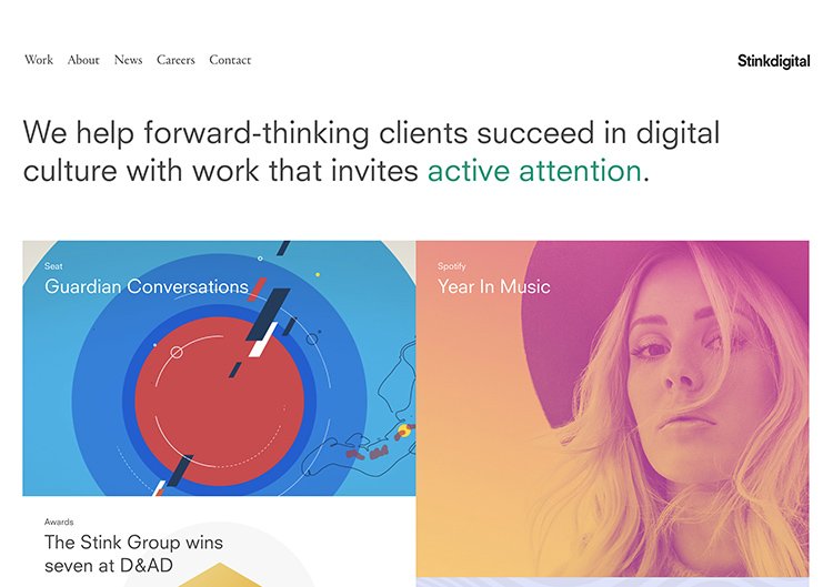 New site - Stinkdigital.  Nice hover effect!  siiimple.com/stinkdigital/