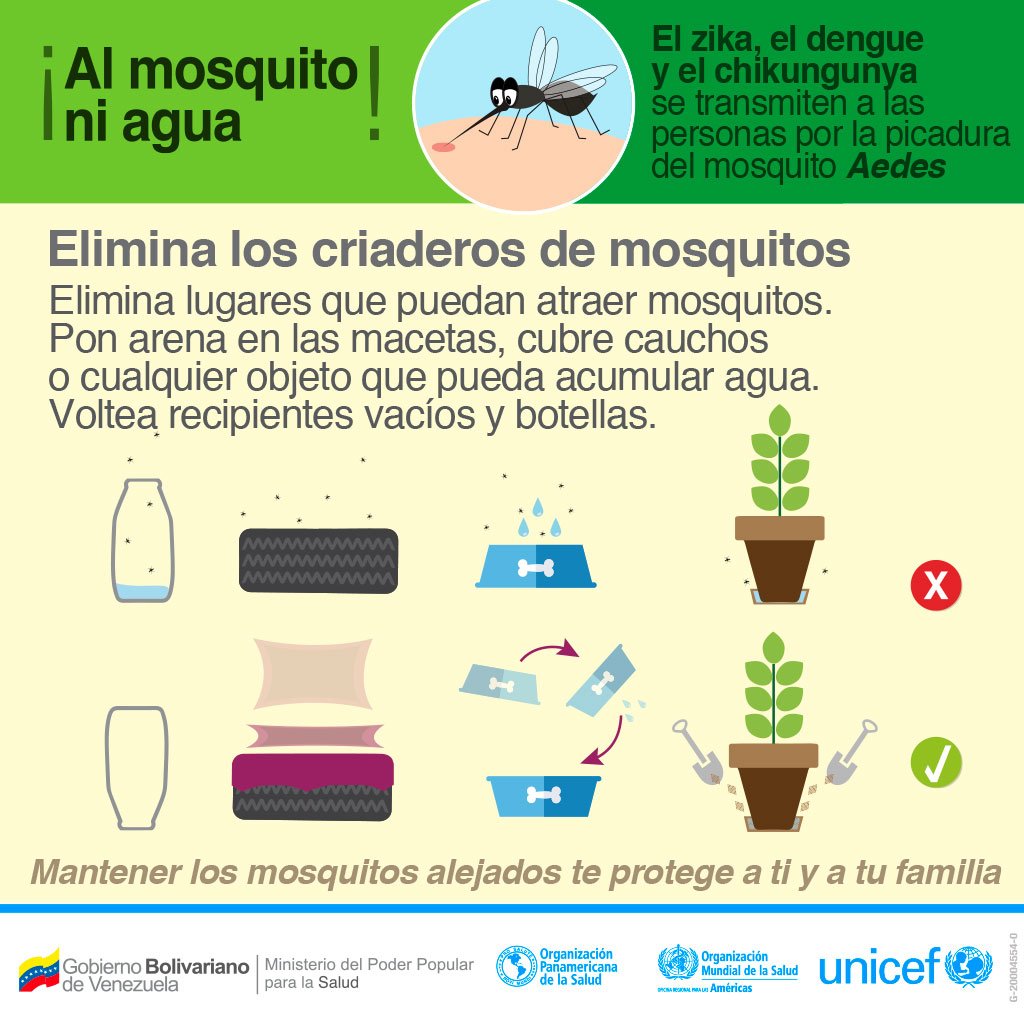 unicefvenezuela's tweet photo. Sin criaderos no hay mosquitos; sin mosquitos no hay dengue, chikungunya ni zika #CombateAedes https://t.co/KMI7jYuEtl