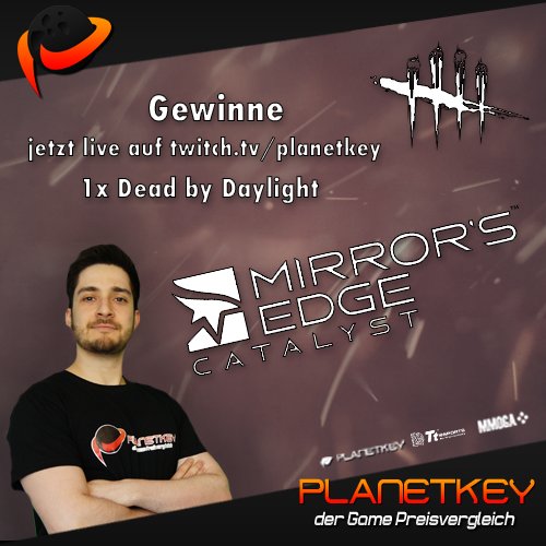 planetkey's tweet photo. #GEWINNE Dead by Daylight im Stream! Jetzt live: https://t.co/J2Kz24sp5L #MirrorsEdgeCatalyst #DBD #Gewinnspiel https://t.co/zPWg9QaGnm