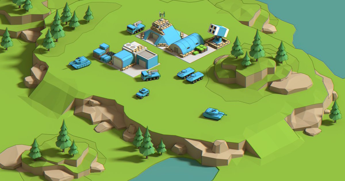 Strategy game concept, lowpoly+freestyle render #b3d #blender #gameart #screenshotsaturday #lowpoly #concept