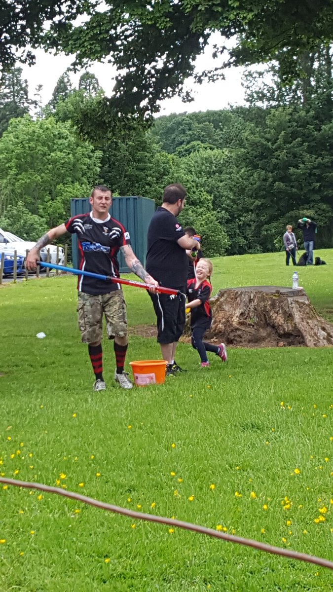 Big weans having water fight at cumnock rugby club
