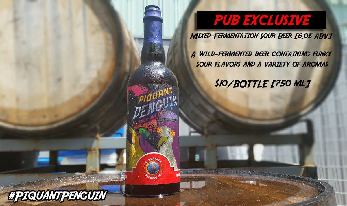 saugatuckbrew's tweet photo. Available in the Pub for a #LimitedTime! #PiquantPenguin #SourAle #PubExclusive https://t.co/78XgC4j6mK