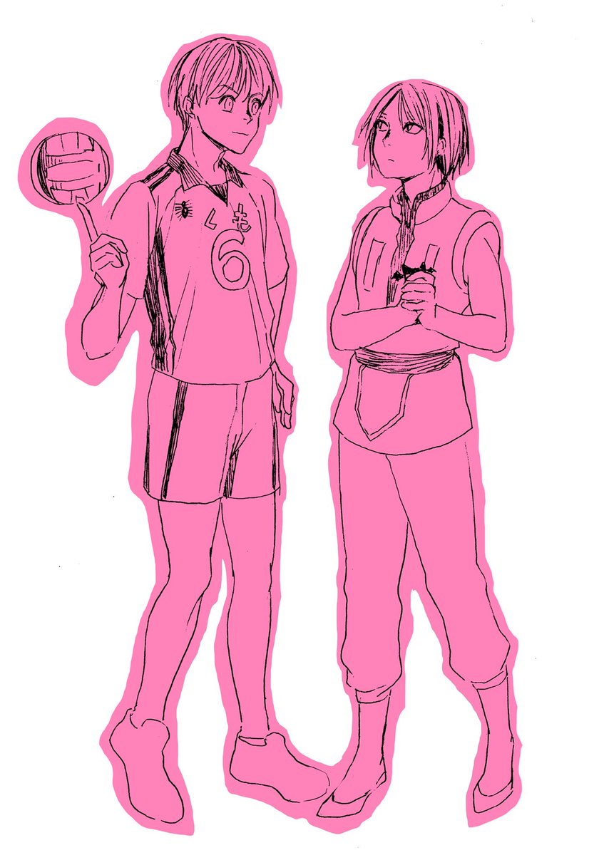 友達のリクエストでシャルナークと研磨くんを描きましたが服を間違えました 