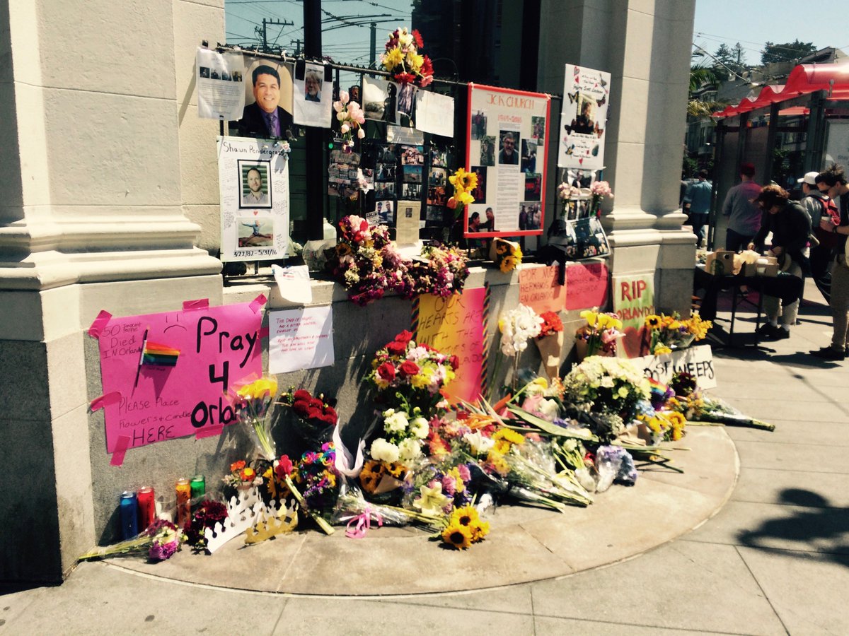 Pulse memorial this afternoon in the Castro District, San Francisco.