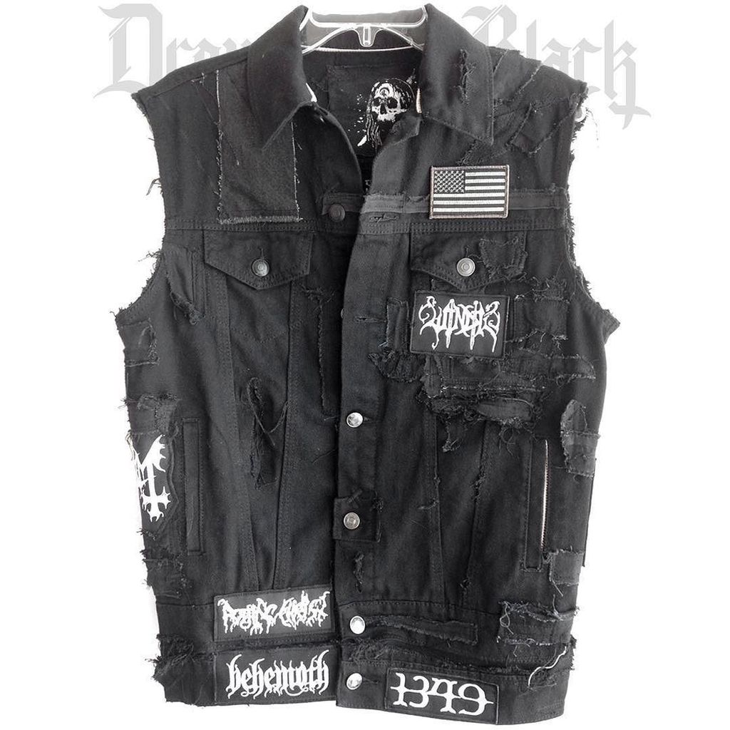drownedofficial's tweet photo. Arno's custom extended length #watain vest. Who wants to see the back? #battlevest #drowne… https://t.co/elXyvx3Yxk https://t.co/Ql8BFbA89i