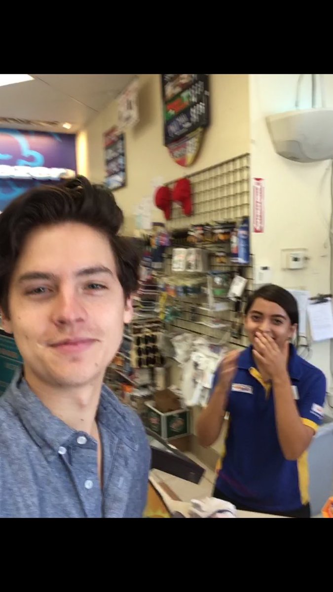 cisneros_17's tweet photo. When you're working but @colesprouse stops by and makes it tolerable https://t.co/uVcsd8vm9G