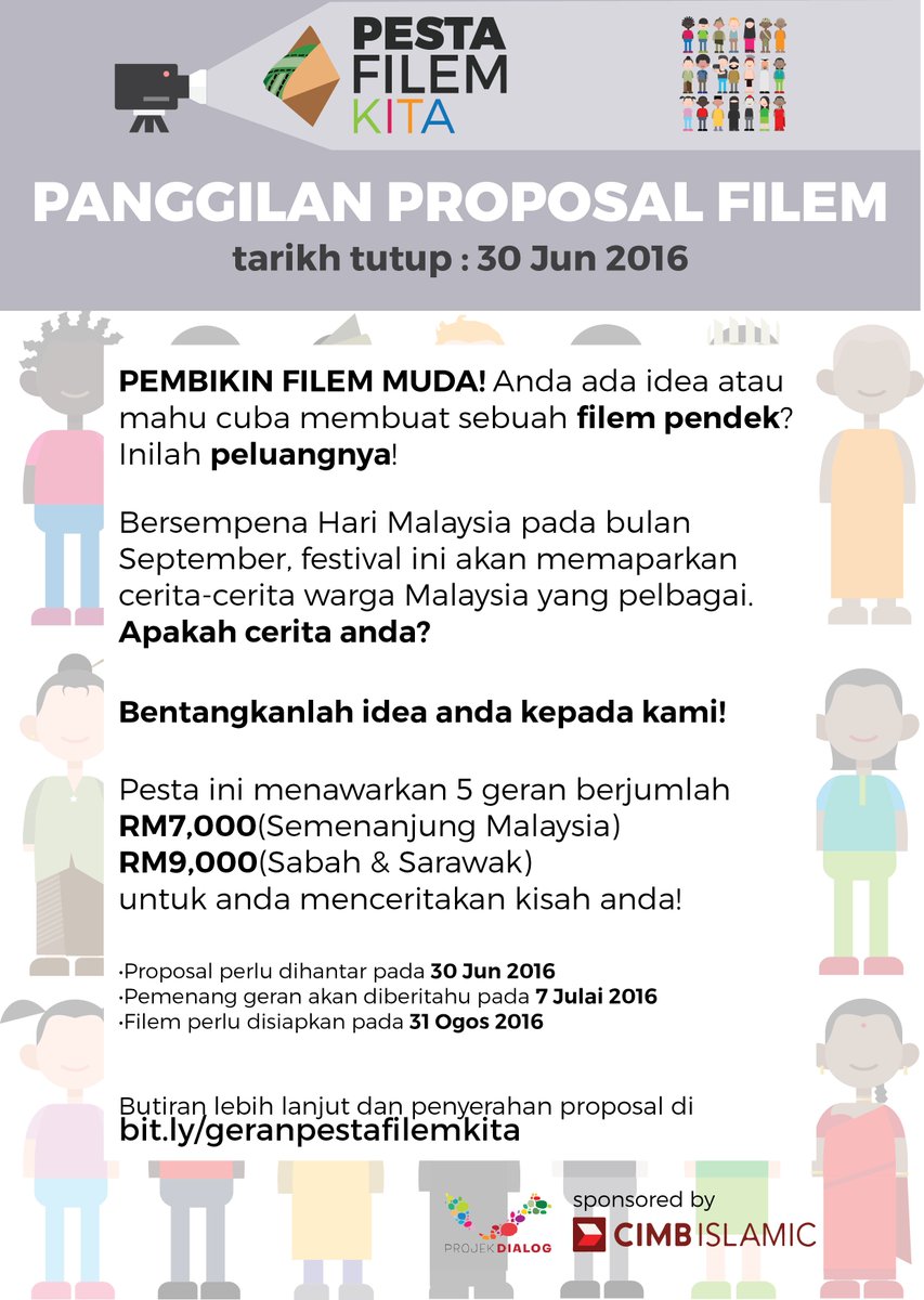 ProjekDialog's tweet photo. Sudah masuk minggu kedua panggilan proposal untuk geran #pestafilemkita. Apa tunggu lagi? :) https://t.co/TnekAPMwsZ