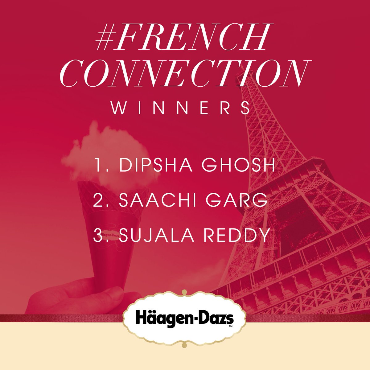 Presenting the 3 winners of the French Connection Contest Post 1. Email your details to Gauri.Ramaswamy@genmills.com