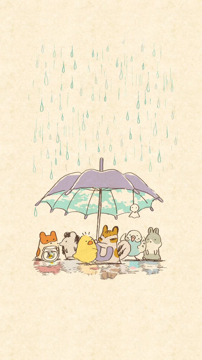 もじゃクッキー 梅雨の間にピッタリの待ち受け画像作りました 微調整した2種をご用意しましたので お手持ちのスマホに合わせてみてくださいな どうぶつさん 待ち受け