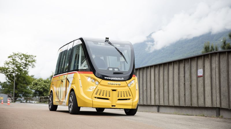 amcafee's tweet photo. Driverless electric buses have begun operating on public roads in the Swiss city of Sion. https://t.co/HHDQUa4YM8 https://t.co/WzGTvDA5g2