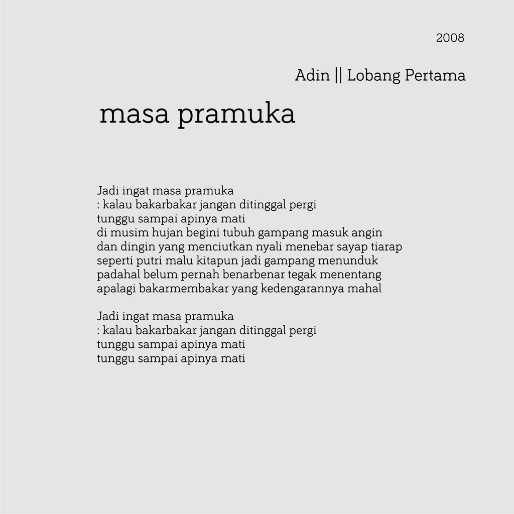 adin mbuh on Twitter: "#adinHysteria #LobangPertama #sastra #puisi # ... - Cl 6ZJTUYAEcY4v