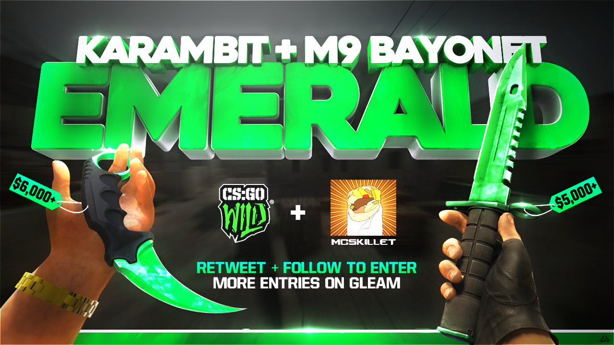 M9 Bayonet + Karambit EMERALD Giveaway! RT + Follow, more entries: goo.gl/hV4gfh Winners drawn July 27.