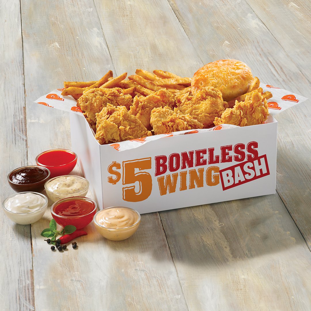 Popeyes Get Six Wings One Side One Biscuit And A Whole Lot Of Louisiana Flavor With Our 5 Boneless Wing Bash T Co Mqsedzbrfc Twitter