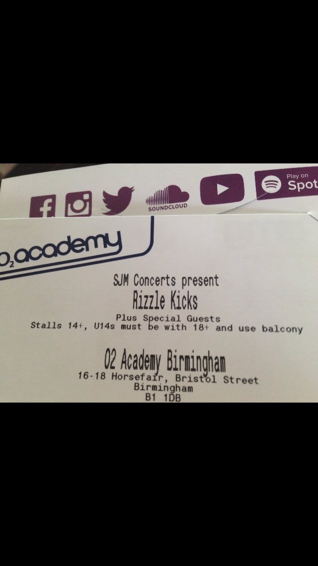 @RizzleKicks Tickets arrived for the tour 🙌🏽 Roll on 9th December🎉 #O2academybirmingham