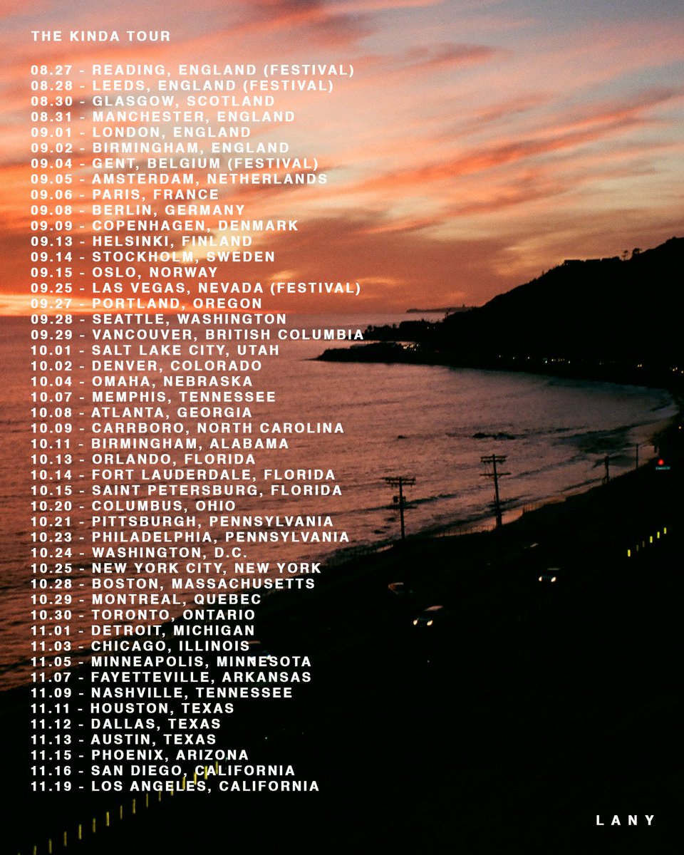 thisisLANY's tweet image. the kinda tour is kinda massive. pre-sale starts tomoz for those on mailing list. sign up: thisislany.com/mailinglist.