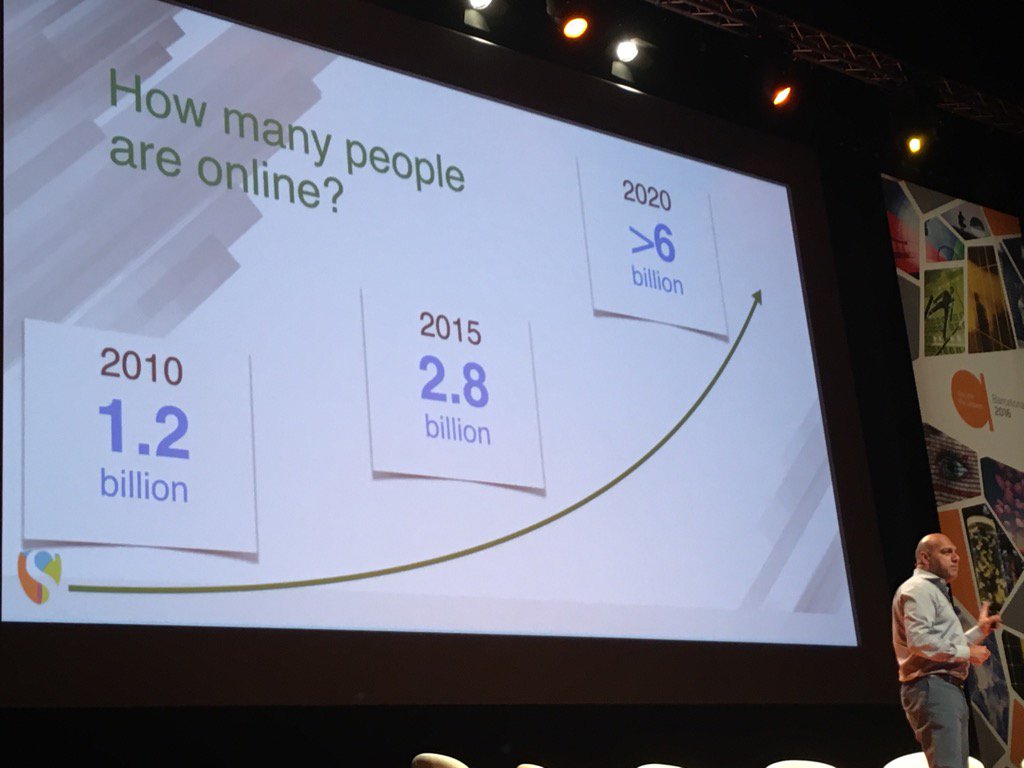 DebraAWalton's tweet photo. 6 billion people online by 2020 @salimismail #thomsonreuters Barcelona2016 #exponentialdisruption https://t.co/kVOjnkoukN