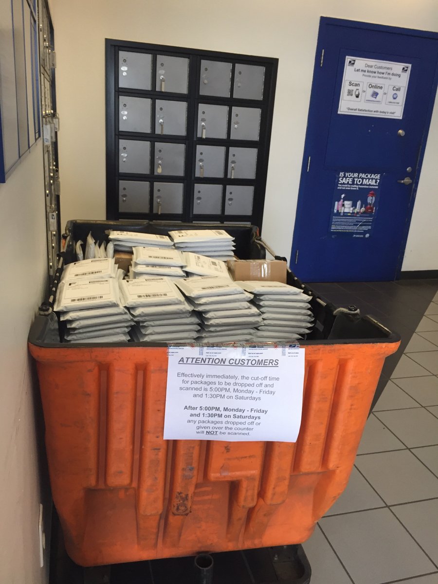 I've filled 3 of these giant bins at the post office. All of your Tex packages are on the way!