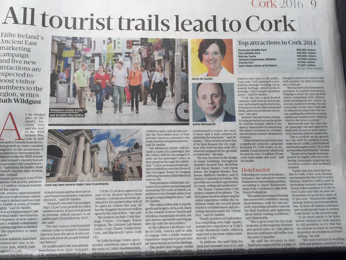 #CorkTourism is alive & kicking - a great piece in @sundaybusiness #lovecork @wildatlanticway @ancienteastIRL