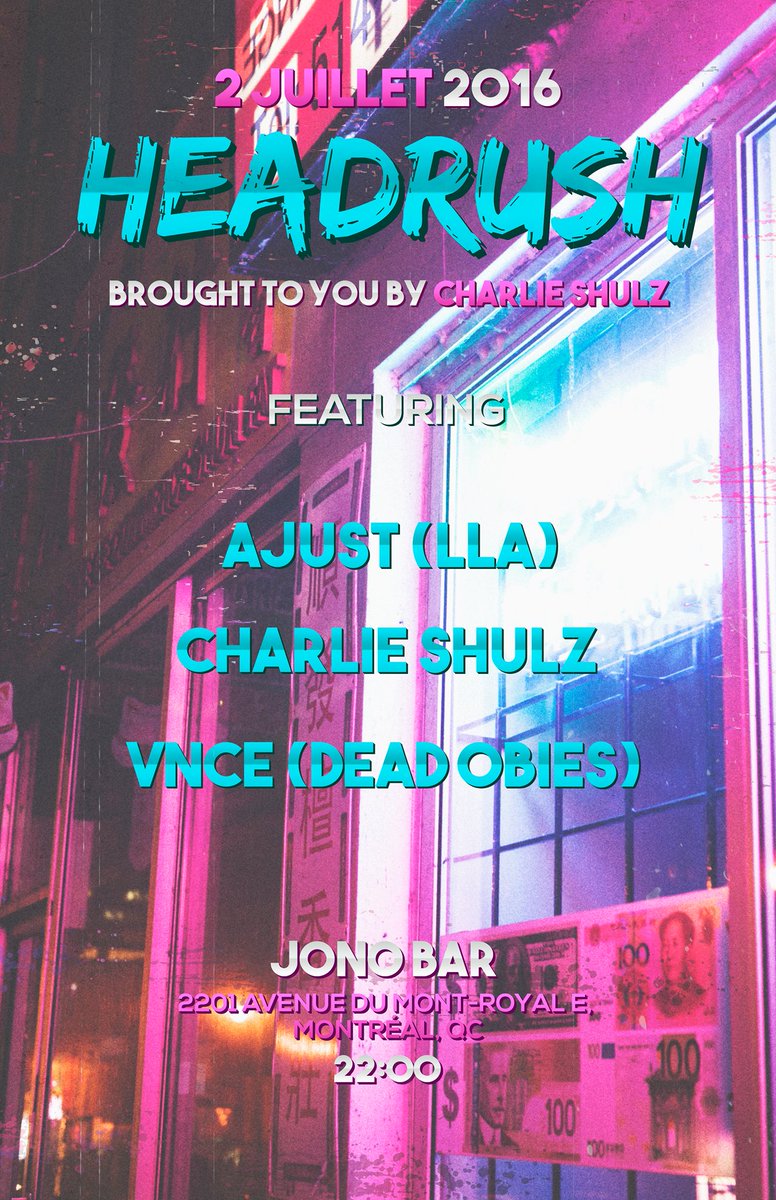 *HUGE BOOKING* 
Next Saturday
▶ <a href="/DWNLD/">Gerald Bisslik</a>
▶ VNCE CARTER ( <a href="/DeadObies/">Dead Obies</a> )
▶ <a href="/CharlieShulz/">CHARLIE SHULZ</a>
▶ AJUST (<a href="/LoudLaryAjust/">LLA</a>)
10$