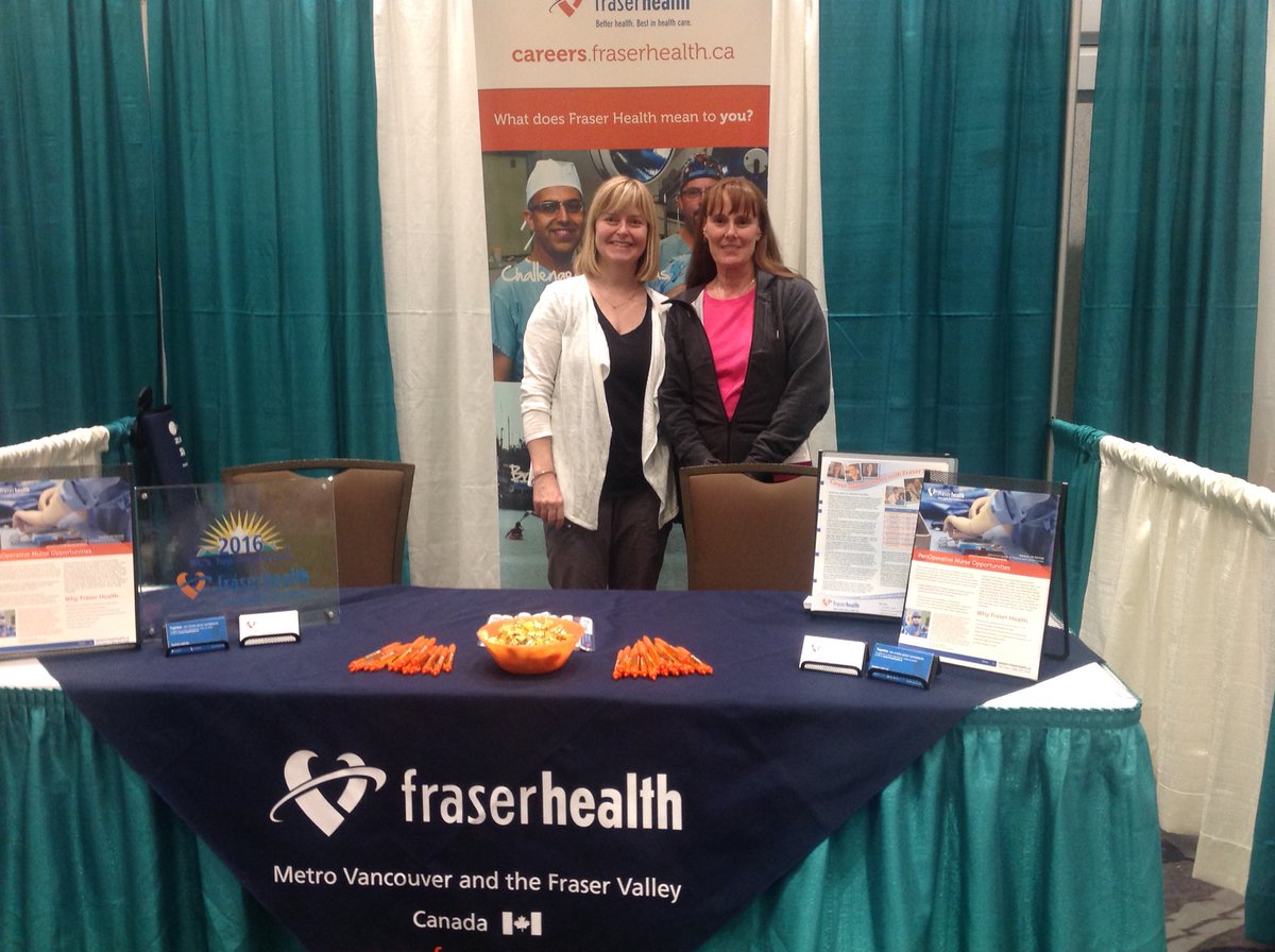 FHcareer's tweet photo. Meet Jane & Karen, OR nurses at LMH & RCH attending #PRNABC Conference in #Kelowna BC. Visit #FraserHealth Booth #8! https://t.co/kDXoBbqEVe
